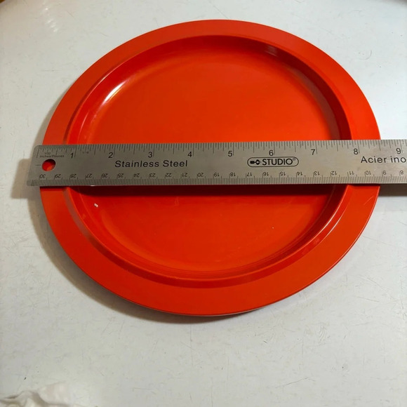 Vintage Rosti Mepal 1970’s set of melamine 7 dinner plates in yellow and orange - Picture 13 of 16